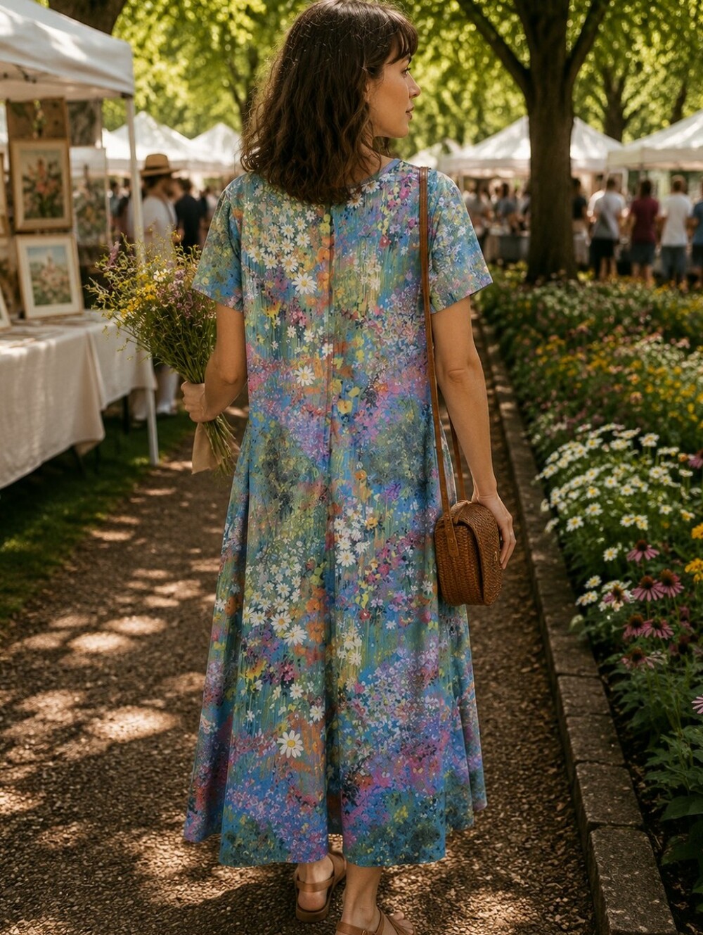 Sandy Gray Vintage Floral Dress Canadian Made Monet Style Stretch Small Medium - Picture 3 of 13